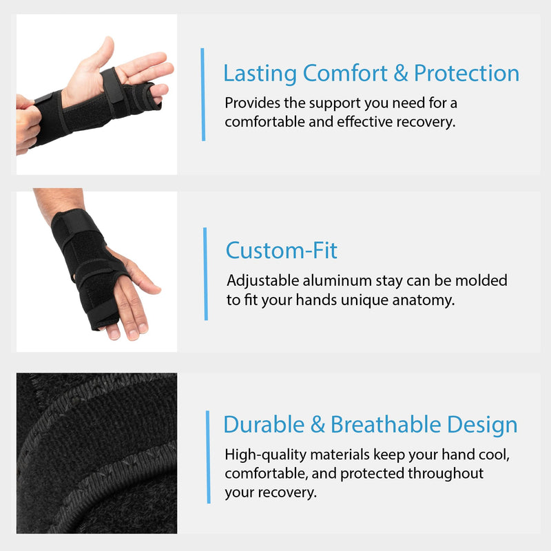 Ovation Medical Boxer Splint - Adjustable Hand and Finger Splint for Metacarpal, Ulnar Gutter and Radial Gutter Fractures - Lightweight, Padded, Immobilizing Hand Brace (Left) Left