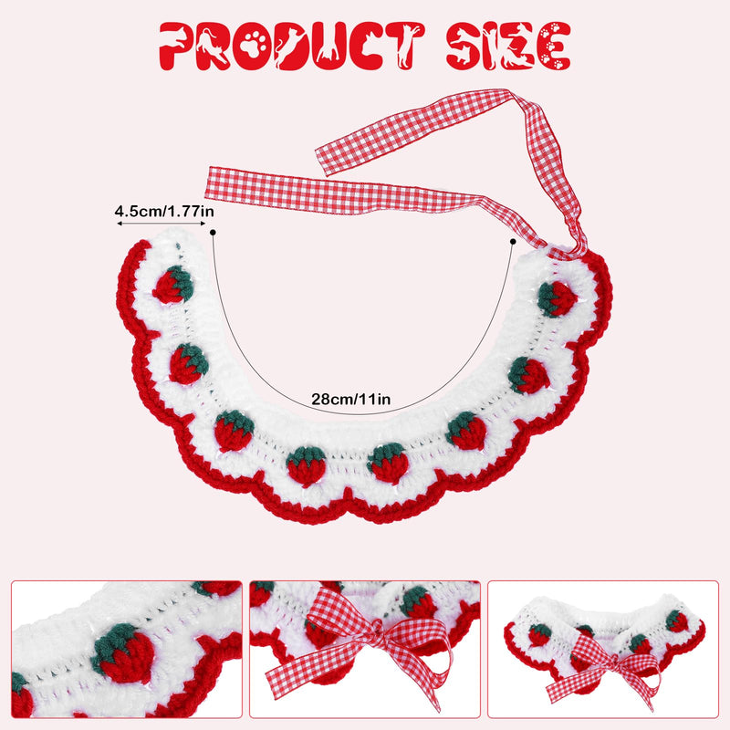 Cat Knitted Collar Breakaway Cat Collar with Cute Bow Tie and Strawberr Handmade Knitting Collar for Cats and Small Dogs Puppie - BeesActive Australia