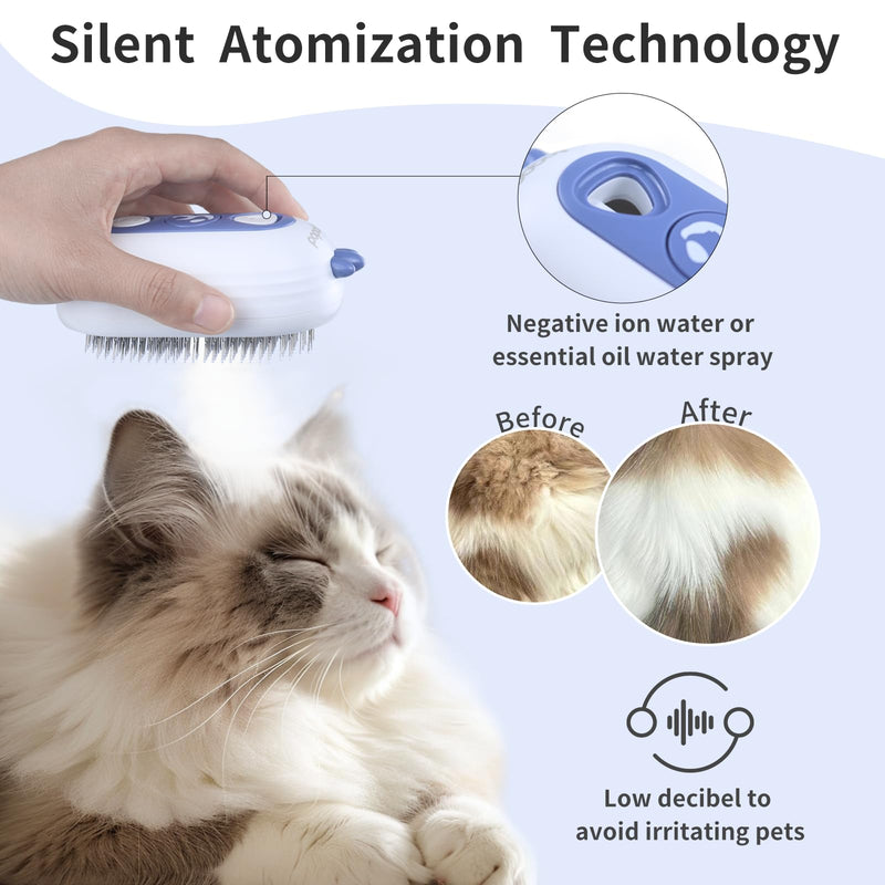 Cat Steam Brush,3 In 1 Cat Brush for Shedding,Self-Cleaning Cat Dog Grooming Brush,Steamy Pet Brush for Long & Short Haired Cats & Dogs Hair Removal Comb with Water Tank Anti-Static - BeesActive Australia