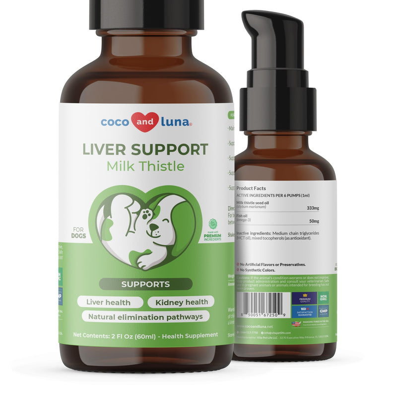 Milk Thistle Liquid for Dogs - Liver, Kidney & Detox Support | Liquid Milk Thistle with Choline & L-Arginine. Supports liver detox, kidney function & hepatic health with EPA & DHA. Liquid for Cats