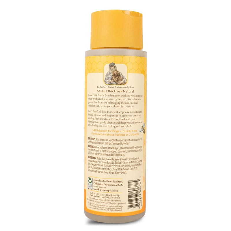 Burt's Bees for Pets Milk and Honey Shampoo and Conditioner for Dogs, Naturally Derived Ingredients, Cruelty Free, Formulated without Sulfates and Parabens, pH Balanced for Dogs, 12 Fl Oz Milk & Honey 12 Fl Oz (Pack of 1) - BeesActive Australia