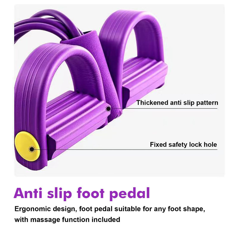 2PC 21 Fitness Resistance Bands-4 Tube Pedal Ankle Puller, Stirrup Puller for Exercise,2025 New Sit up Leg Stretch Rope Exercise Bands with Handles for Women Men Black+Purple