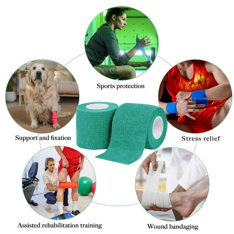 48 PCS Self Adhesive Bandage Wrap 2" X 5 Yards Elastic Cohesive Bandage Wrap Bandage Wrap Rolls Elastic Self-Adherent Tape for Stretch Athletic, Sports, Wrist, Ankle Colorful - BeesActive Australia
