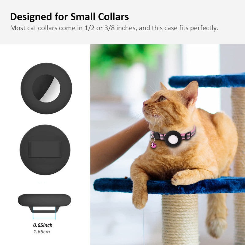 2022 Airtag Cat Collar Holder, Small Air tag Cat Collar Holder Compatible with Apple Airtag GPS Tracker, 2Pack Waterproof Case Cover for Cat Dog Pet Collar Within 3/8 inch (2 Black) 2 Black - BeesActive Australia