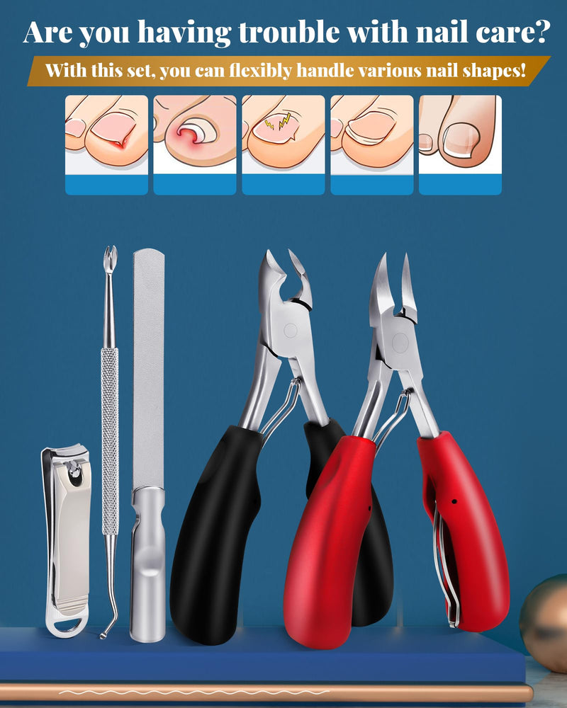 5Pcs Toenail Clippers Set for Ingrown Toenail & Thick Toenails,Nail Clippers Set for Seniors Men Women,Ingrown Toenail Clippers,Professional Heavy Duty Toenail Clippers for Thick Toenails Thick and Ingrown Toenails 5PCS - BeesActive Australia