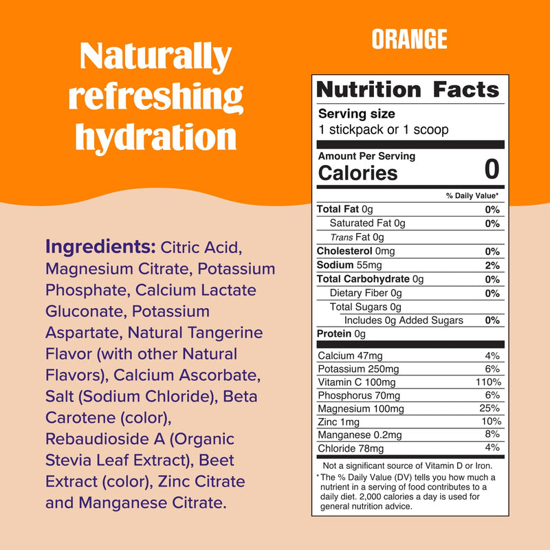 Ultima Replenisher Daily Electrolyte Powder Drink Mix ‚ÄìSugar Free ‚Äì Orange, 20 Stickpacks ‚Äì Hydration Packets with 6 Key Electrolytes and Trace Minerals ‚Äì Keto Friendly, Vegan, Non-GMO