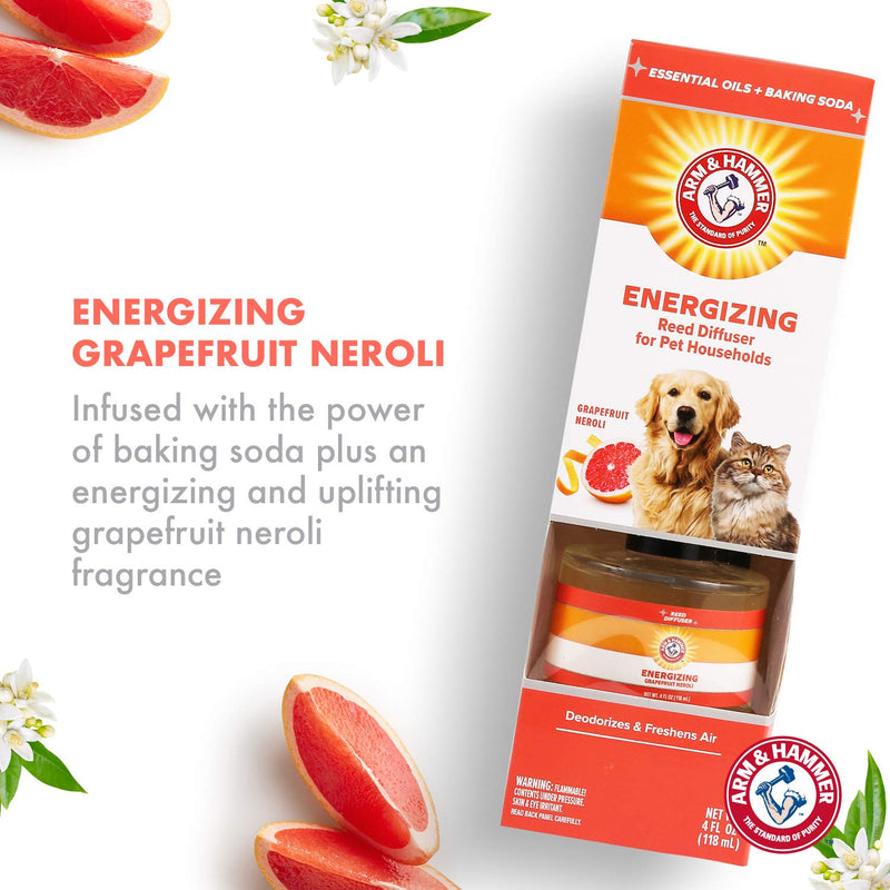 Arm & Hammer for Pets Air Care Energizing Reed Diffuser for Pets | 4 FL Oz Grapefruit Neroli Reed Diffuser to Eliminate Pet Odors | Reed Diffuser for Easy and Effective Pet Odor Elimination - BeesActive Australia