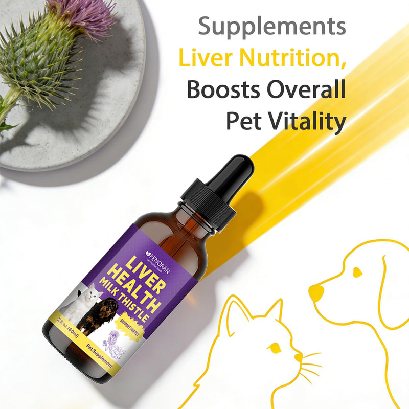 Milk Thistle Liver Support Liquid for Dogs and Cats | targets liver damage and fat buildup, repairs damaged cells, enhances liver detoxification, metabolic capacity