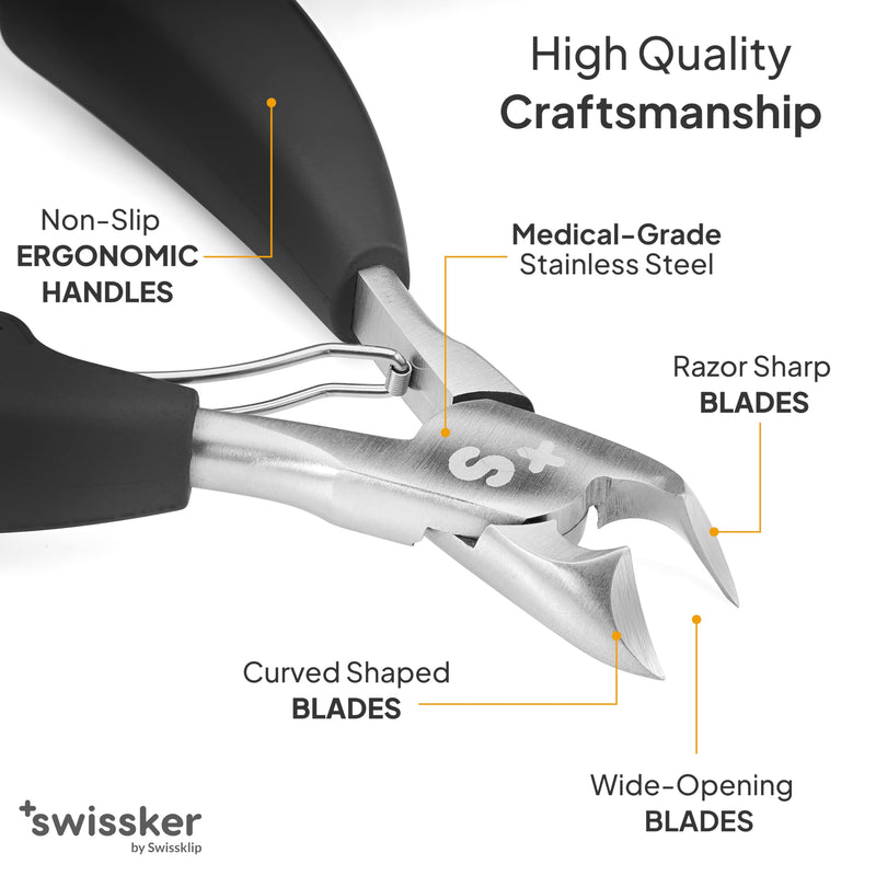 Swissker by Swissklip Heavy Duty Toenail Clippers for Men and Women – Professional Ergonomic Large Toe Nail Cutter & Trimmer for Thick Nails Seniors, Long Handle Toe Nail Clipper 1 Unit Pack - BeesActive Australia