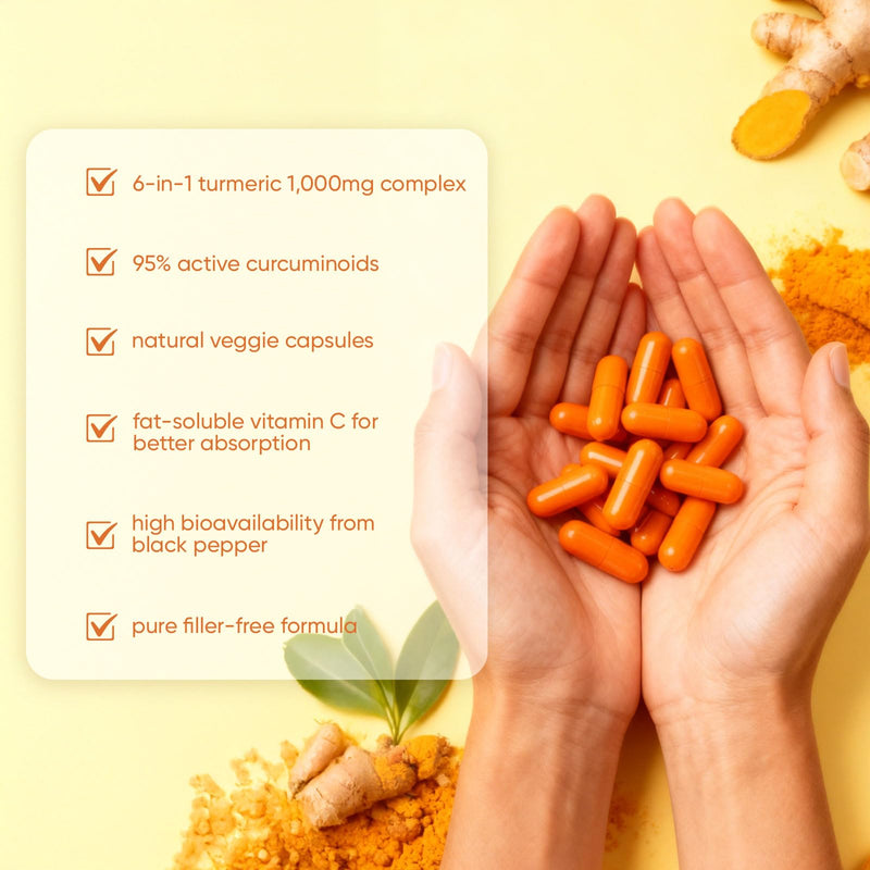 Biorootlabs Turmeric Curcumin Supplement 1000mg, Biorootlabs Pure Turmeric Curcumin 95, 6-in-1 Turmeric Curcumin Capsules with Bee Propolis, Ginger, Mct Oil, Fat Soluble Vitamin C & Black Pepper (2)
