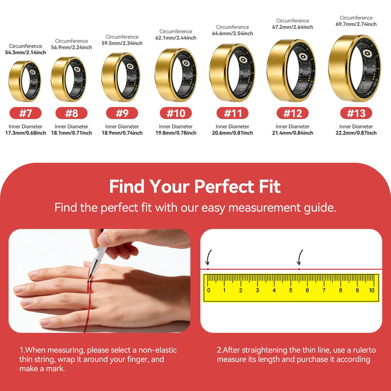 Smart Ring Fitness Tracker, Heart Rate Monitor, Sleep Tracker for Women Men Silver 9