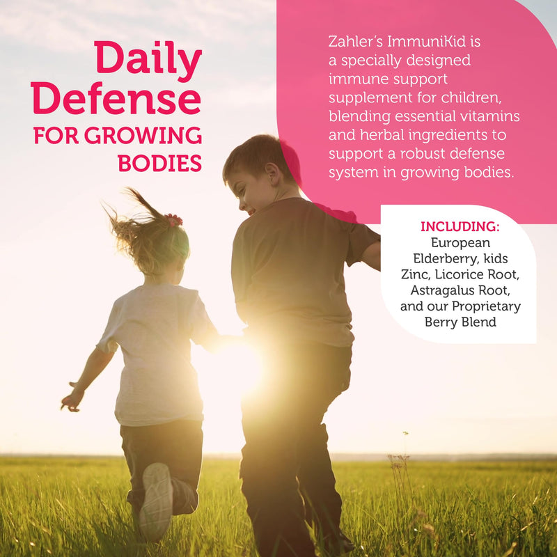 Zahler Kids Immune Support Supplement with Elderberry, Zinc and Vitamin C D3 A - Grape Flavored Chewable Tablets - Kosher Children's for Ages 4 and Up, 60 Count 60 Count (Pack of 1)