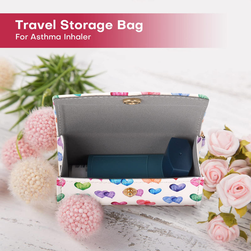 MGZNMTY Asthma Inhaler Case, Carrying and Travel Holder Case Compatible with Handy Inhaler for Adults and Kids (ONLY CASE) (Raining Hearts) Raining Hearts - BeesActive Australia