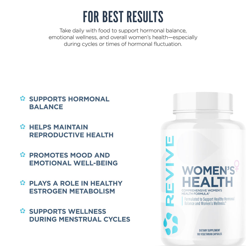 Revive MD Hormone Balance for Women – Hormone Support Supplement w/Myo-Inositol, Chaste Berry, DIM, Vitamins C & E, Evening Primrose Oil – Health & Hormonal Balance (180 Capsules, 30 Servings)