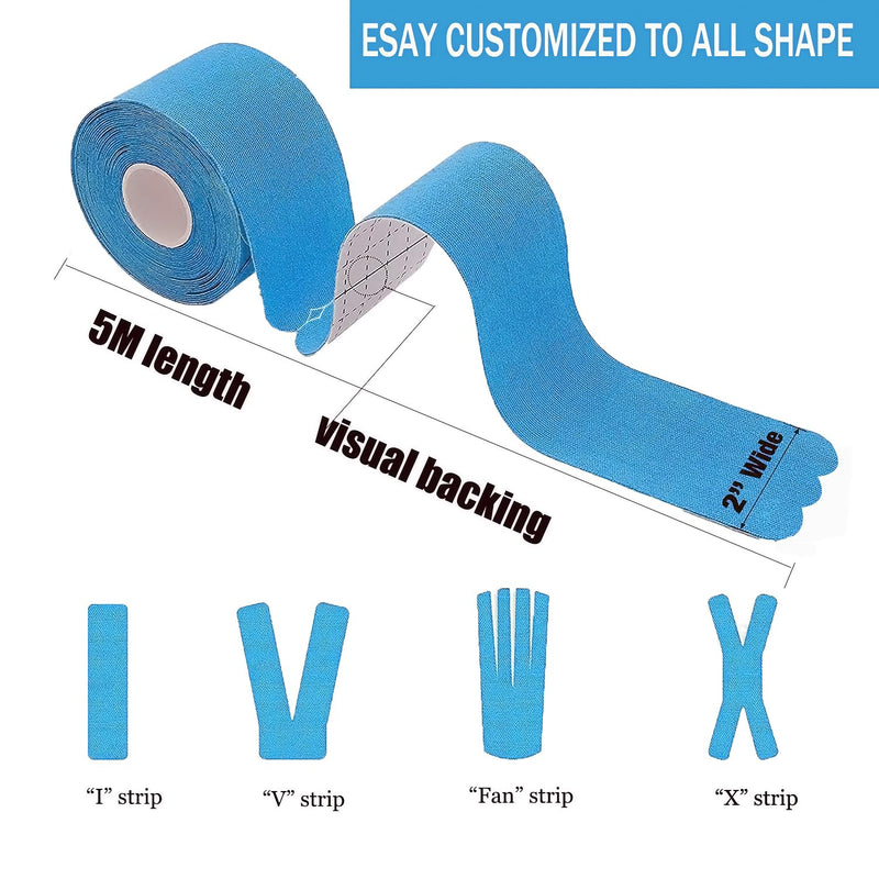 Kinesiology Tape Pro Athletic Sports (3 Rolls,60 Precut Strips) Waterproof Breathable Latex Free Tape for Ankle Wrists Knees Elastic Running Tennis Swimming Football Sports Activities Tapes Black 3 pack Black 3roll