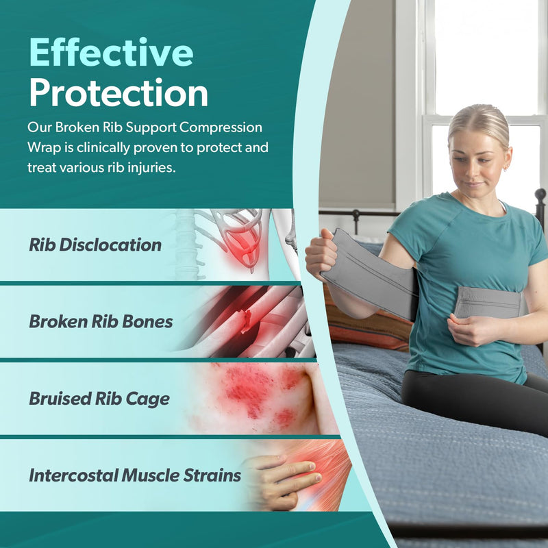 BraceAbility Broken Rib Brace for Women and Men - Rib Protector Compression Wrap, Chest Support Belt for Bruised, Fractured, Dislocated Ribs, Costochondritis Relief, Sternum Brace (Female - Gray) Universal Female