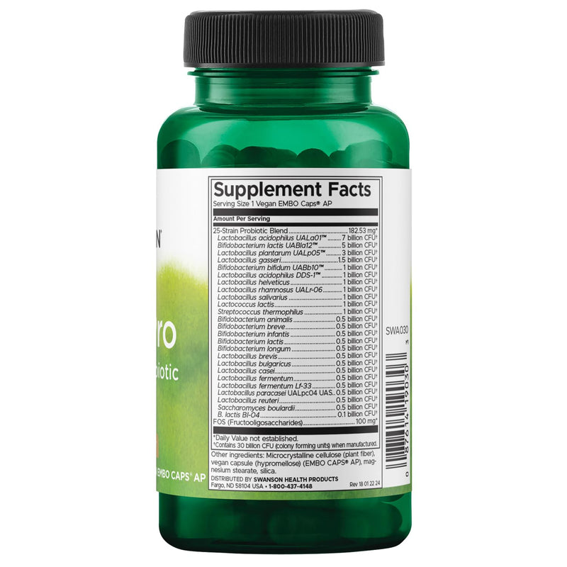 Swanson Epic-Pro 25-Strain Probiotic with Prebiotic FOS for Gut-Health-Conscious Adults Seeking Comprehensive Digestive and Immune Support - 30 Billion CFU (30 Vegan DRcaps) | With Prebiotic FOS for Gut-Health-Conscious Adults Seeking Comprehensive Dig...