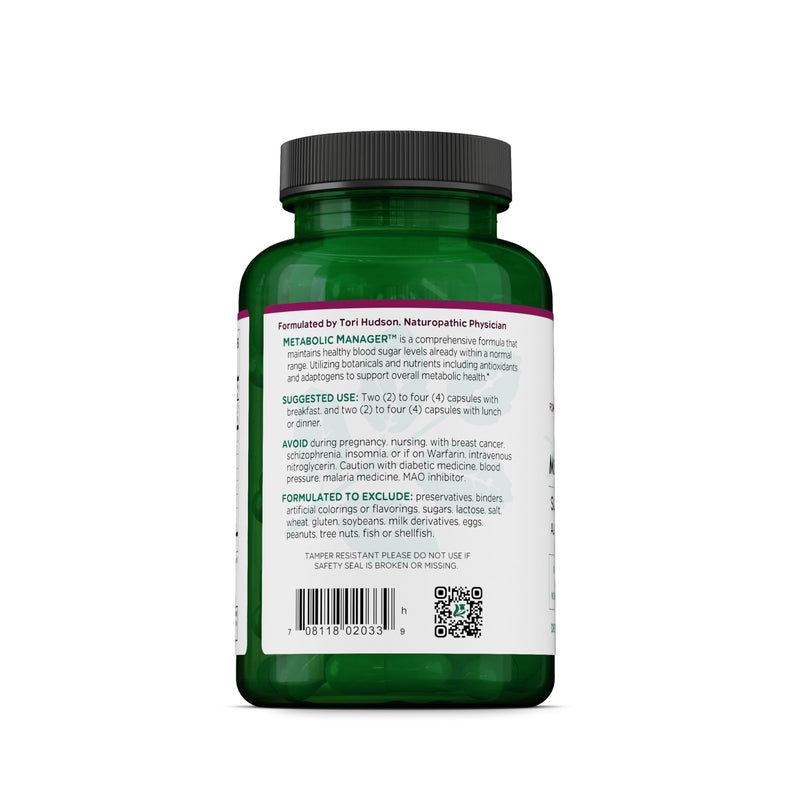 Vitanica Metabolic Manager - Herbal Supplement to Support Healthy Metabolic Response - Dietary Supplement with Vitamin D - Vegan Antioxidant Supplement - 120 Capsules