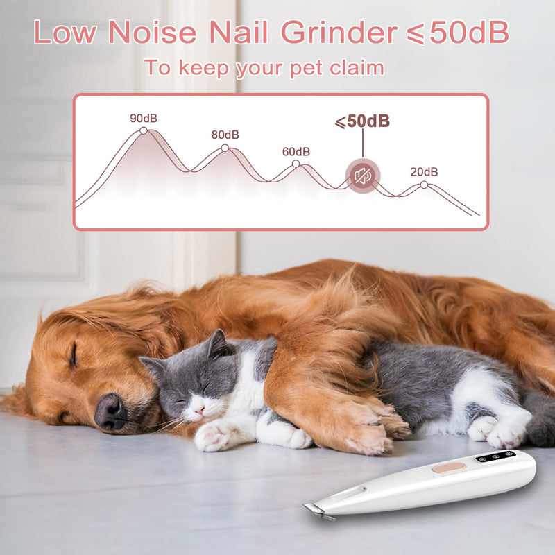 Dog Paw Trimmer with Detachable Ceramic Blade for Trimming, Cat & Dog Hair Clippers, Electric Dog Trimmer for Paws, Rechargeable Paw Trimmer for Paws, Eyes, Ears, Face, Rump-White(Set of 5) White Set of 5 - BeesActive Australia