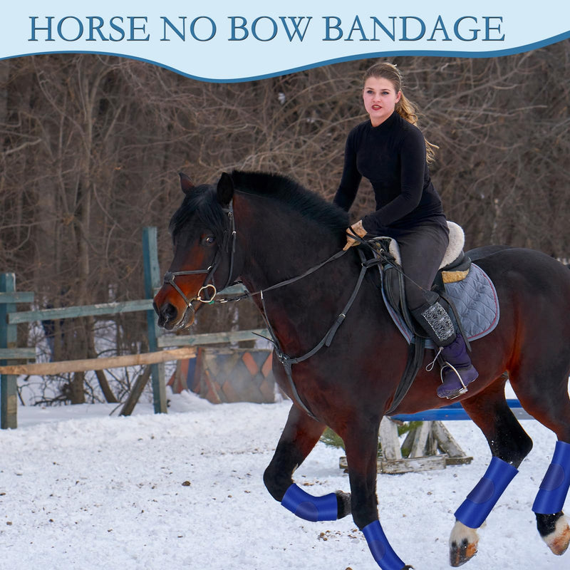Set of 4 Horse No Bow Bandage 3D Contoured Standing Wrap Bandages Stable Nylon Horse Leg Wraps for Helping Prevent Horse from Tendon Damage and Keep Horses Clean and Safe (Dark Blue) Dark Blue - BeesActive Australia