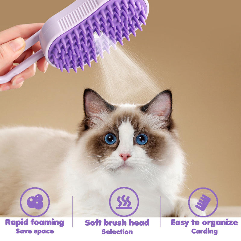 DONGTATA 3-in-1 Cat Steam Brush Cat Steamer Cat Brush Cat Spray Massage Comb Cat Massage Brush Eliminate Flying Hair for Cats and Dogs Pet Brush - BeesActive Australia