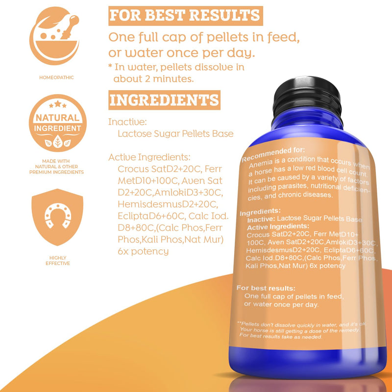 Healthy Animals 4Ever All-Natural Horse Anemia Support - Helps Prevent Diseases and Parasites - Supplements for Horses - Homeopathic & Highly Effective - 300 Tablets - BeesActive Australia