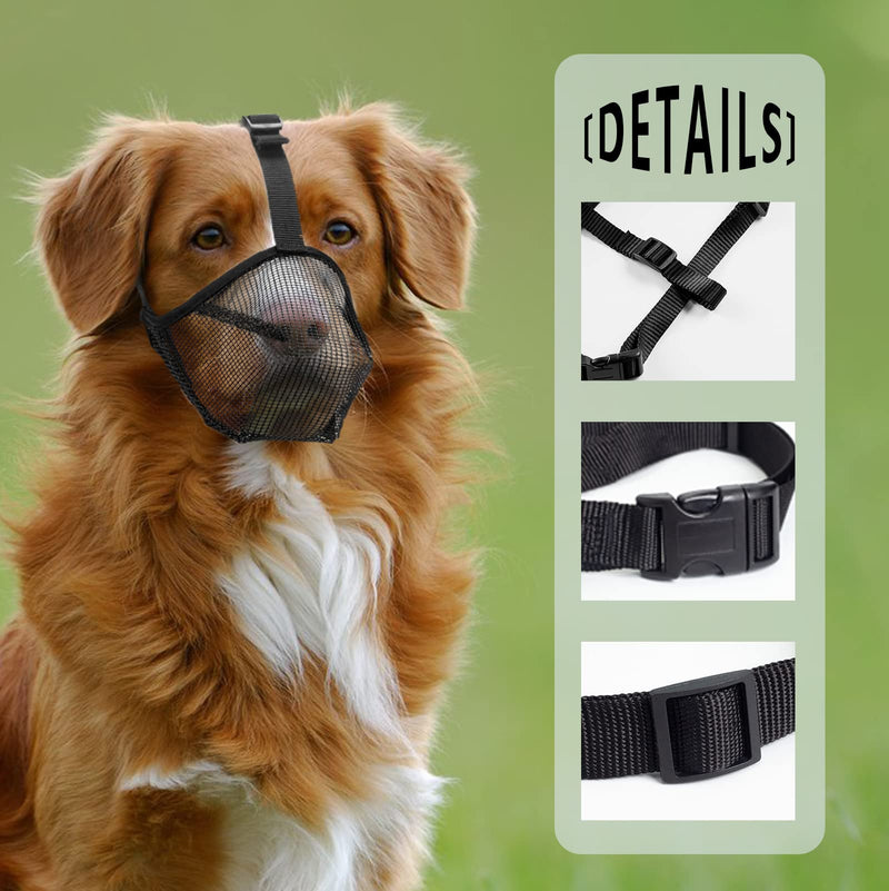 ILEPARK Dog Muzzle with Rounded Mesh, Breathable Muzzle for Small, Medium and Large Dogs, Prevents Eating, Biting and Chewing (L, Black) L - BeesActive Australia