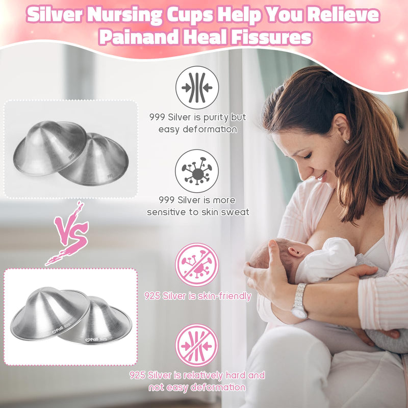 The Original Silver Nursing Cups, Nipple Covers for Breastfeeding Essentials, Nipple Shields for Nursing Newborn, 925 Silver Nipple Guards for Sore Nipple Relief, Newborn Essentials Must Haves-Regular REGULAR - BeesActive Australia