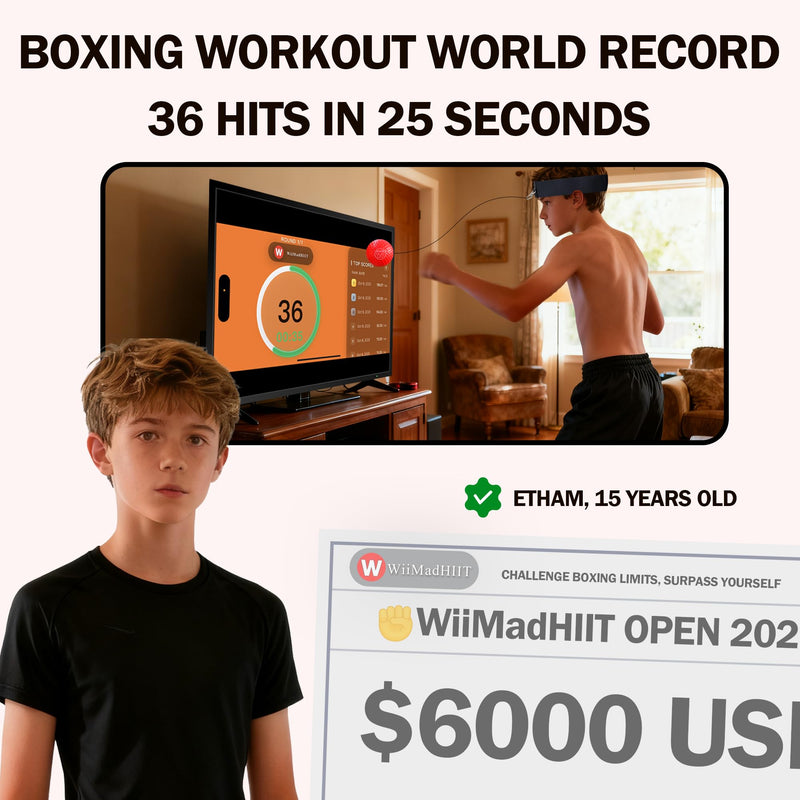 Boxing Reflex Ball with Punch Counter App, Fun Punch Game with Headband, Hand Eye Coordination Training | Boxing Equipment, Fitness Gift Ideas for Teen Boys and Anyone into MMA Training Red - BeesActive Australia