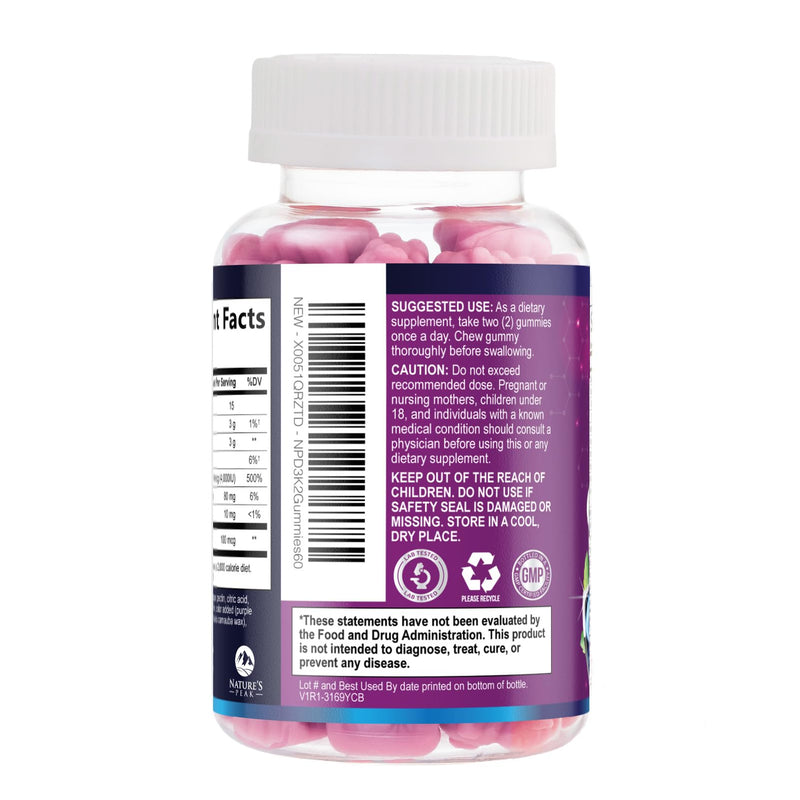 D3 K2 Gummies - 3X Strength Vitamin D3K2 Vitamins For Immune Support with Calcium - 2-in-1 Vitamins D & Vitamin K2 Mk-7 Supplement Complex, Easy to Swallow, Gluten Free, Non-Gmo - 60 Gummies