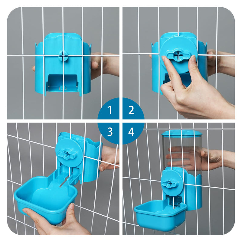 Vannon Small Animal Hanging Automatic Food Dispenser, 35oz Gravity Pet Feeder for Cage, Food Bowl for Rabbit Puppy Cat Ferret Guinea Pig Chinchilla (Blue) Blue - BeesActive Australia