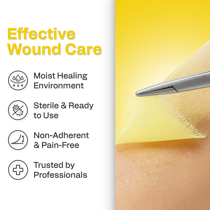 AWD Medical Xeroform Petrolatum Dressing - Non-Adhering Gauze Pad - Fine Mesh Gauze Patch Sterile - Healthcare Supplies for Wound Care, Burns, Lacerations, & Skin Grafts Aide (Box of 25) (4"x4") 4"x4" (25 Pack) - BeesActive Australia