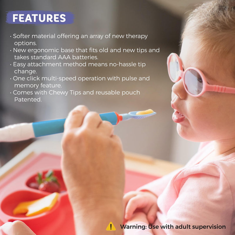 TalkTools Sensi Oral Sensory Therapy Tool with Soft Sensi Jaw Tips (Ocean Blue, 7 Tips Set - Ocean Blue) - BeesActive Australia