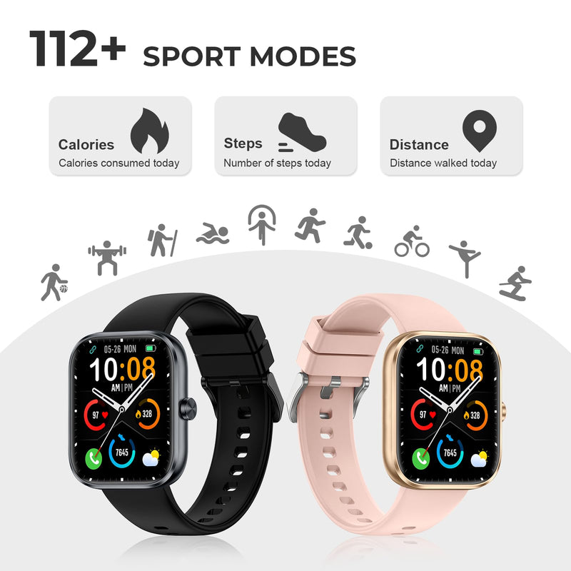 Fitness Tracker (Answer/Make Call)，Smart Watch 24/7 Heart Rate Spo2 Blood Pressure Monitor Sleep Tracker, 120 Sports Modes Pedometer Calorie Step Tracker, Waterproof Activity Tracker for Women Men