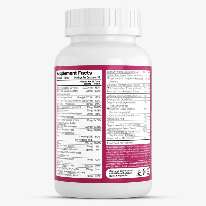 Multivitamin for Women with Iron, Biotin & Zinc, 90 Tablets | 36 essential vitamins with B Complex, CoQ10 & Cranberry to support hair, skin & nails, daily energy and immune function.*