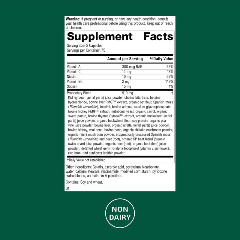 Standard Process Albaplex, Kidney & Liver Supplement, 150 Capsules | Liver and Immune Health Dietary Supplement, Non-Dairy, Kidney and Liver Health Support, Contains Vitamins A,B6, and C 150 Count (Pack of 1)