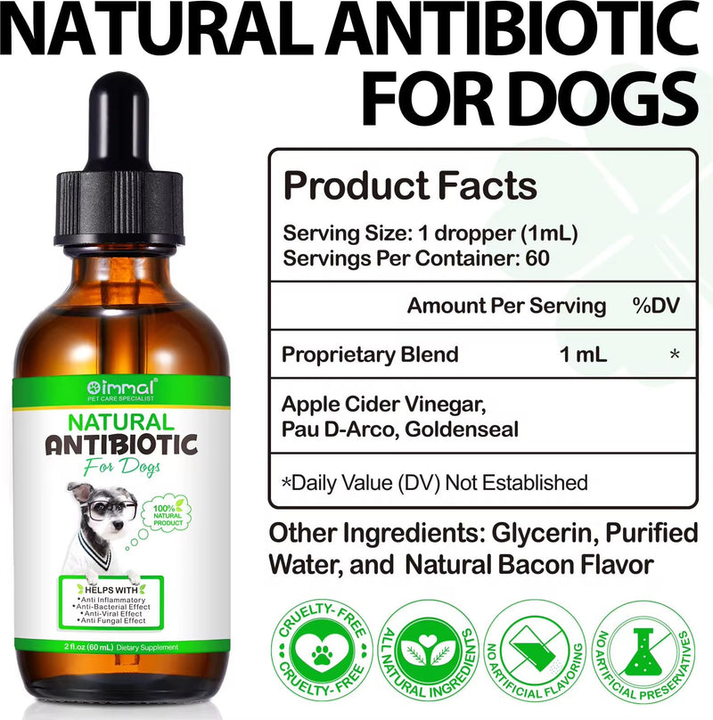 Dogs Antibiotics, Natural Antibiotics for Dogs, Supports Immune Health, Itch Relief, Anti inflammatory, Kennel Cough, Allergy Relief & More, Dog Multivitamins, Bacon Flavor (Dog)
