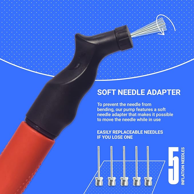 (Sportsbit) Sportbit Ball Inflator, Portable, Includes 5 Inflator Needles, E-Book Included, For Basketball/Soccer/Rugby/Volleyball Balls - BeesActive Australia