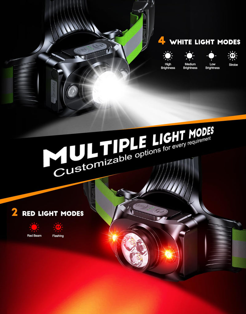 Running Lights for Runners, 500 Lumens Run Light with 360° Reflective Straps, IPX4 Waterproof & USB Rechargeable, 45° Adjustable Chest Running Light Vest for Night Walking, 4-16h Use Time - BeesActive Australia
