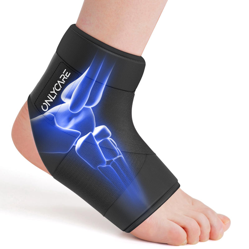 ONLYCARE Ankle Ice Pack Wrap for Swelling, Upgraded Gel Ice Pack Reusable, Hot Cold Therapy, Cold Pack for Sprained Ankle Injuries, Achilles Tendonitis, Plantar Fasciitis Black
