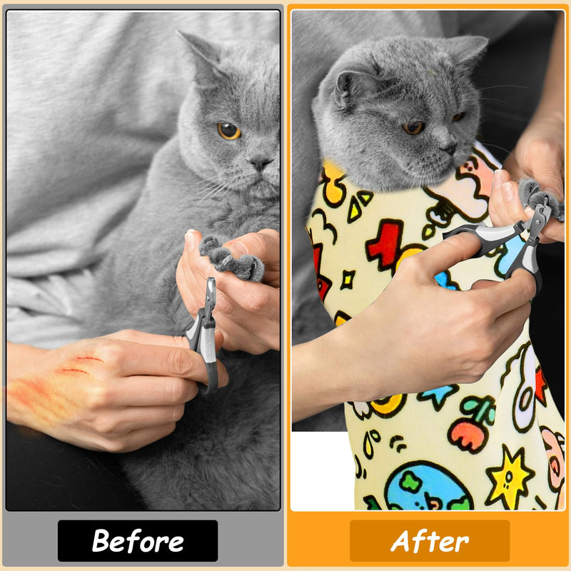 BABORUI Cat Grooming Wrap for Cutting Nails - Self-Adhesive Cat Swaddle Wrap with Nail Clipper, Anti-Scratch Cat Burrito Wrap for Nail Trimming, Cat Grooming Supplies XL Yellow - BeesActive Australia
