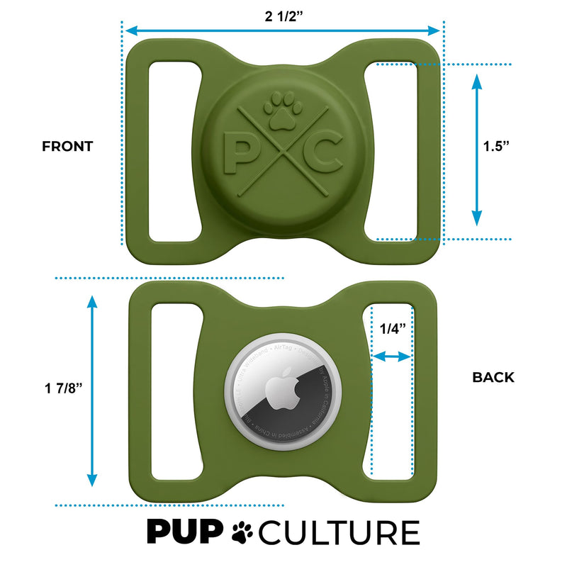 Pup Culture AirTag Dog Collar Holder, Extra-Durable, Lightweight, and Protective AirTag Case for Dog Collar - Track Your Pet Using an Apple AirTag - Dog Collar AirTag Holder- Green 1.5 Inch Collar - BeesActive Australia