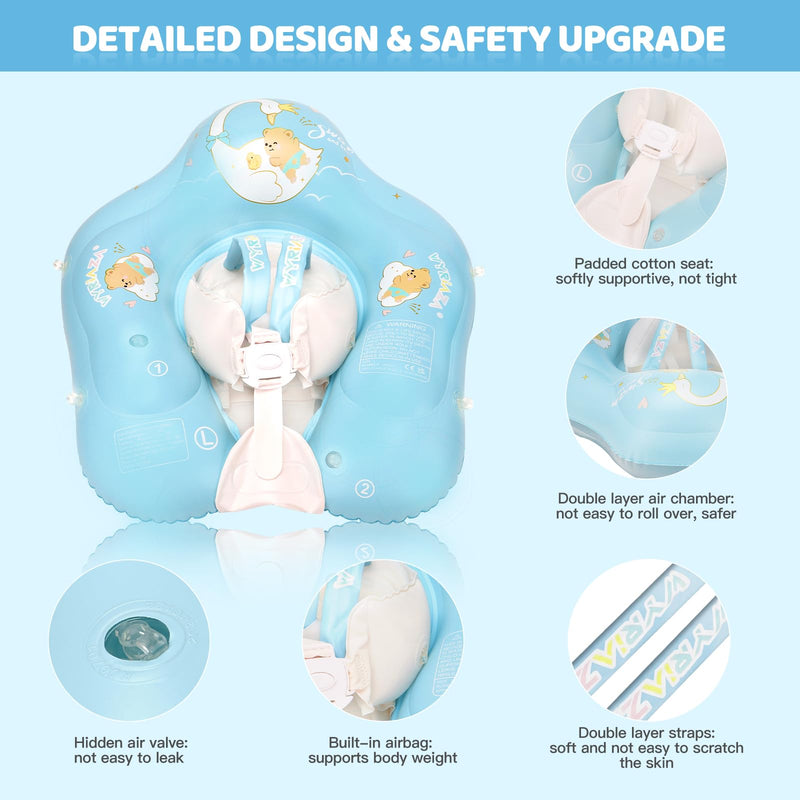 Loowarts Baby Pool Float with Canopy and Safety Seat,Infant Swim Float & Pool Float & Baby Water Float & Swimming Floats UPF50+ UV Protection for Kids from 3 to 36 Months.(S:3-12 Month/L:6-36 Month) Small (3-12 month)