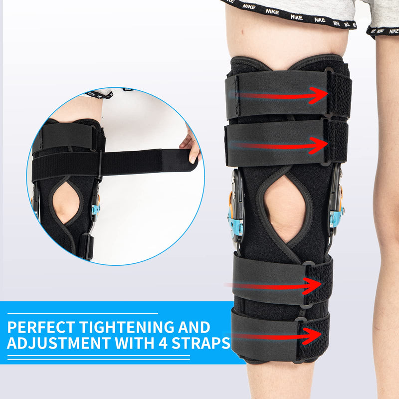 GHORTHOUD Hinged ROM Knee Braces Adjustable Knee Immobilizer Support for Knee Pain ACL MCL PCL Arthritis Meniscus Tear for Men and Women (XL) X-Large Basic Version