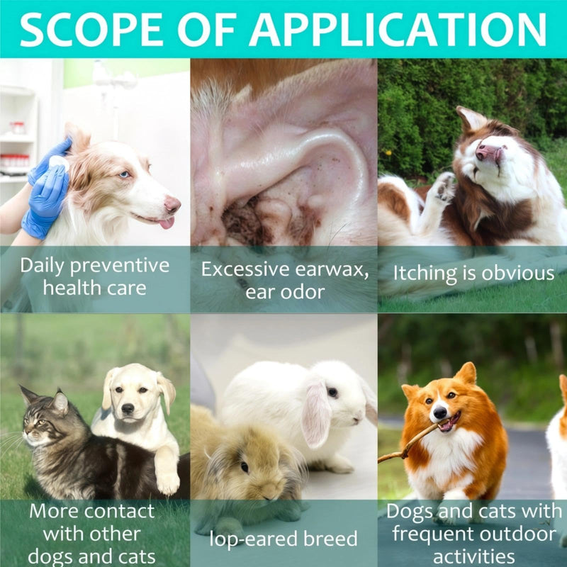 Dog Ear Cleaner Solution, Ear Mite Treatment for Dogs & Cats, Cat & Dog Ears Drops for Yeast Infection Treatment, Gentle Formula Provides Relief from Mites, Itching, Dirt & Stinky Stuff for Dogs Ears