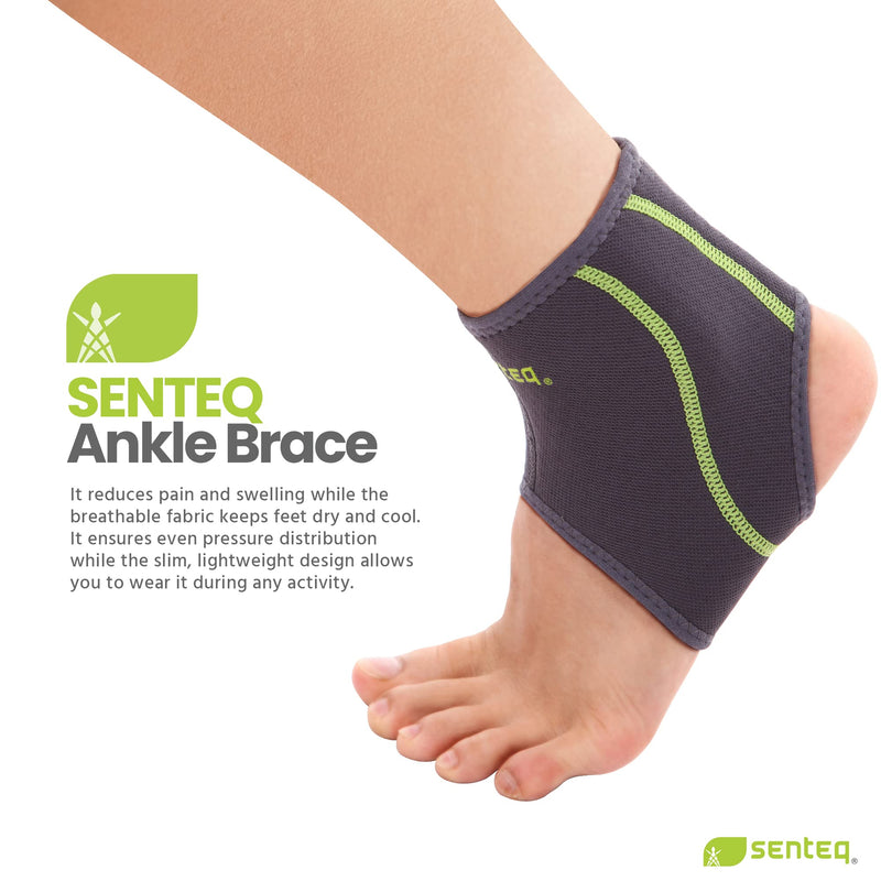 SENTEQ Ankle Brace for Men & Women- Compression Support for Sprained Ankles & Plantar Fasciitis, Elastic Neoprene Slim Sleeve for Jogging & Running, Ankle Stabilizer and Support for Walkers (Medium) Medium (Pack of 1)