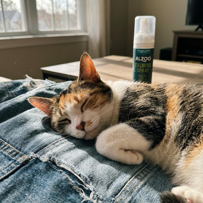 ALZOO Cat Calming Spray - Plant Based Plant Based Stress & Anxiety Relief, with Nepeta Cataria, No Synthetic Pheromones, Stress and Anxiety Relief During Travel, Vet, Fireworks, Separation