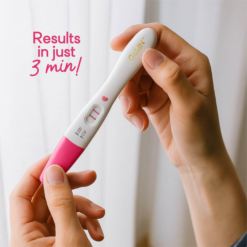 GoldN™ Early Detection Pregnancy Test for Women – HCG Midstream Kit | 99% Accurate & Easy-to-Use | Fast Results with Pink Heart Indicator | Mess-Free, FDA-Approved, Discreet Strips | 2 Tests - BeesActive Australia