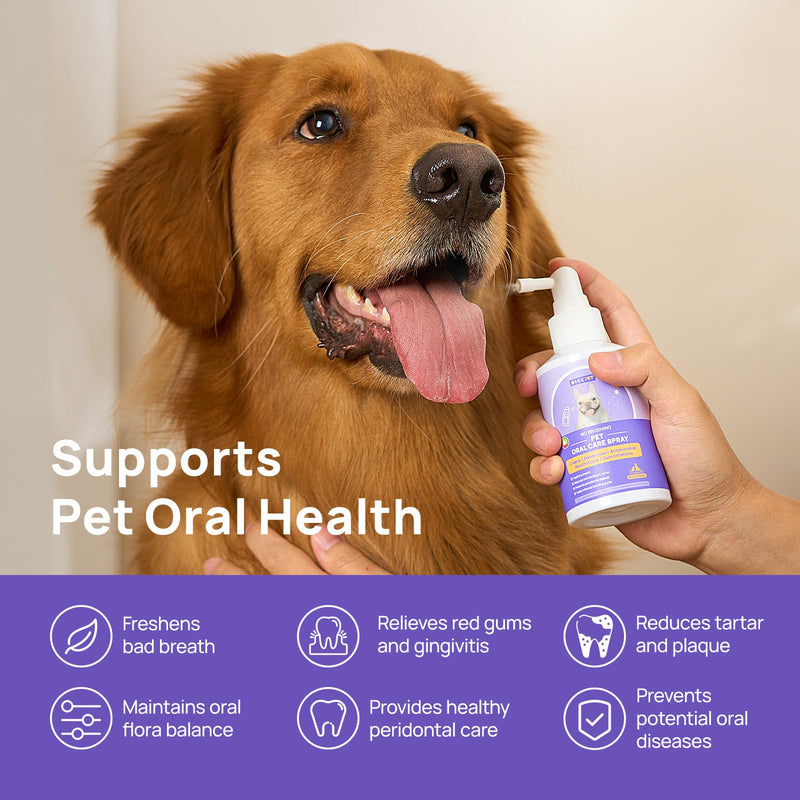 Oral Care Spray for Dogs and Cats, Anti Inflammatory Pet Breath Dental Care Spray, Dog Gingivitis Treatment, Fight Bad Breath Caused by Plaque and Gum Redness, Dog Tooth Brushing Kit, 5.1 Fl Oz - PawsPlanet Australia