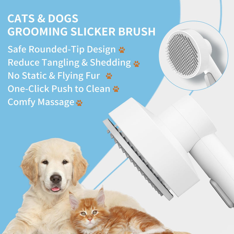Cat Brush with One-click Cleaning Button, Cat Brush For Shedding to Remove Loose Fur, Pet Brush for Grooming and Massage.(Gray) Gray - BeesActive Australia